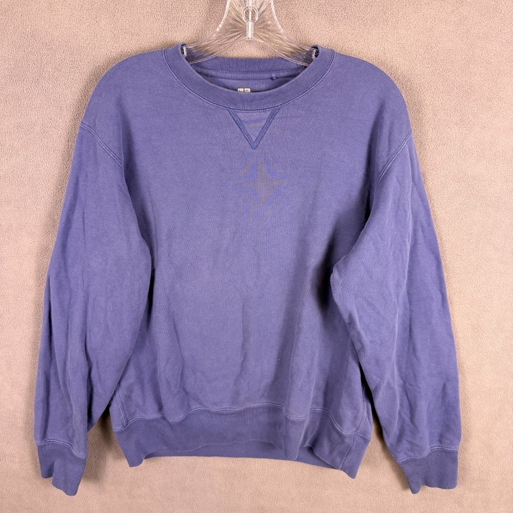 Uniqlo Crewneck Sweatshirt Men's Medium Purple Reverse Weave Pullover VTG Style‎